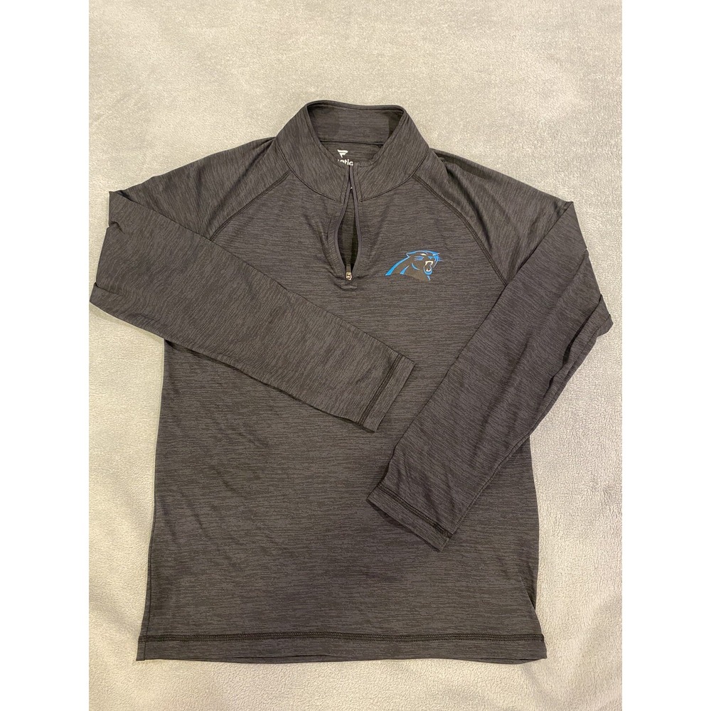 Mens Fanatics Carolina Panthers Football 1/4 Zip Pullover Sweater Poly Black S